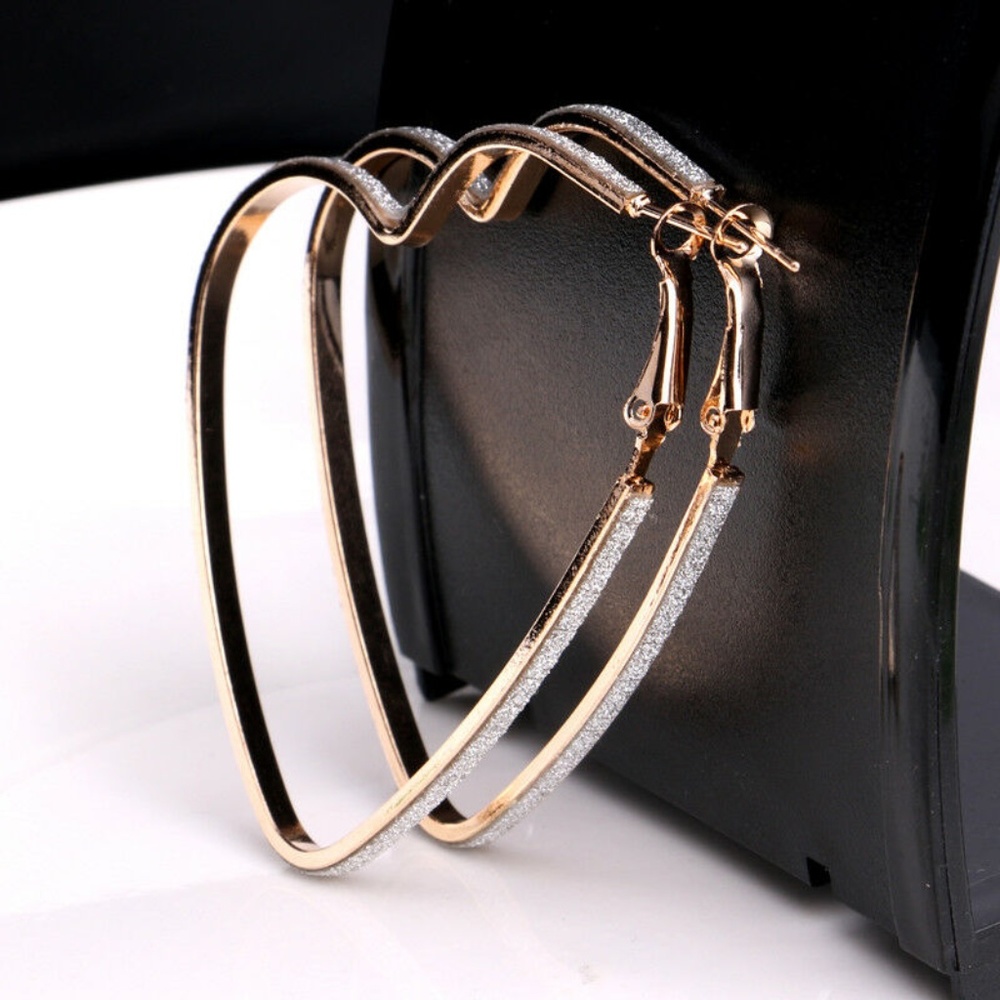 Glitter Heart Hoop Earrings - Gold